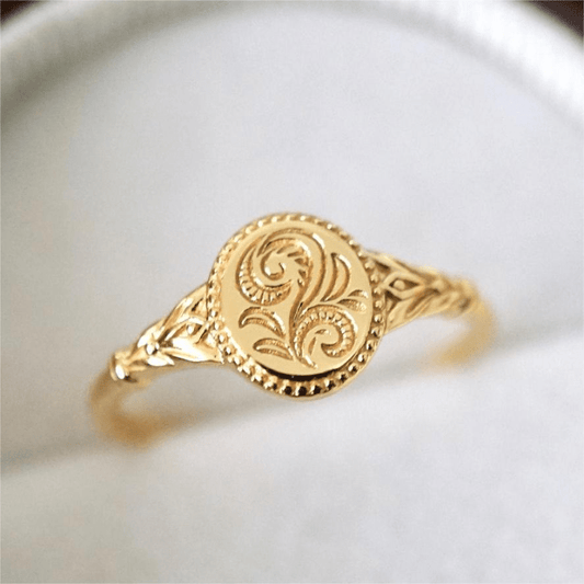 14K Gold Plated Alloy Finger Ring Simple Hand Jewelry Decor