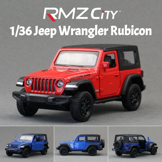 1/36 Jeep Wrangler Rubicon Off-Road Toy Car RMZ CiTY Diecast Miniature Vehicle Model Pull Back Collection Gift For Boys Kid